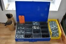 FASTENAL METAL 16 COMPARTMENT UNIT W/BOLTS, WASHERS, ETC.,