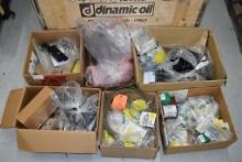(6) BOXES W/ASSORTED COMPONENTS: 1/8" CABLE,