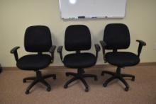 (3) CONFERENCE CHAIRS W/ARMS, BLACK FABRIC
