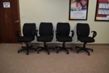 (4) CONFERENCE CHAIRS W/ARMS, BLACK FABRIC