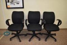 (3) CONFERENCE CHAIRS W/ARMS, BLACK FABRIC