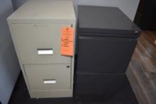 (2) TWO DRAWER VERTICAL FILE CABINETS, (1) OFF WHITE