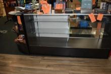 THREE PIECE L-SHAPED DISPLAY CASE WITH TWO GLASS CASES