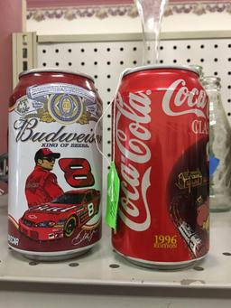 Lot of old Coca-Cola bottles and cans
