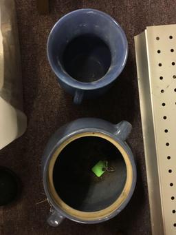 Blue Pottery & Watering Balls