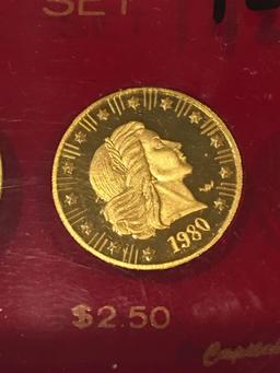 GOLD 1980-1981 US American Eagle 5 Coin Set
