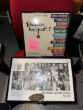 framed signed album and vintage jazz poster