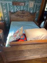 Antique Solid bed head board and foot board side boards
