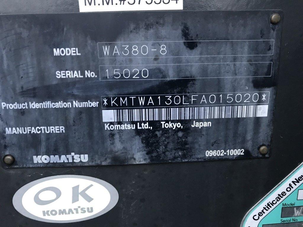 2016 Komatsu WA380-8 Wheel Loader