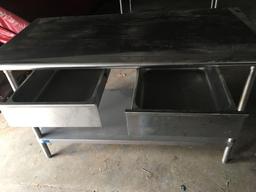 Stainless metal prep tables