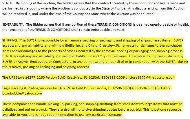 PLEASE READ - TERMS & CONDITIONS OF AUCTION