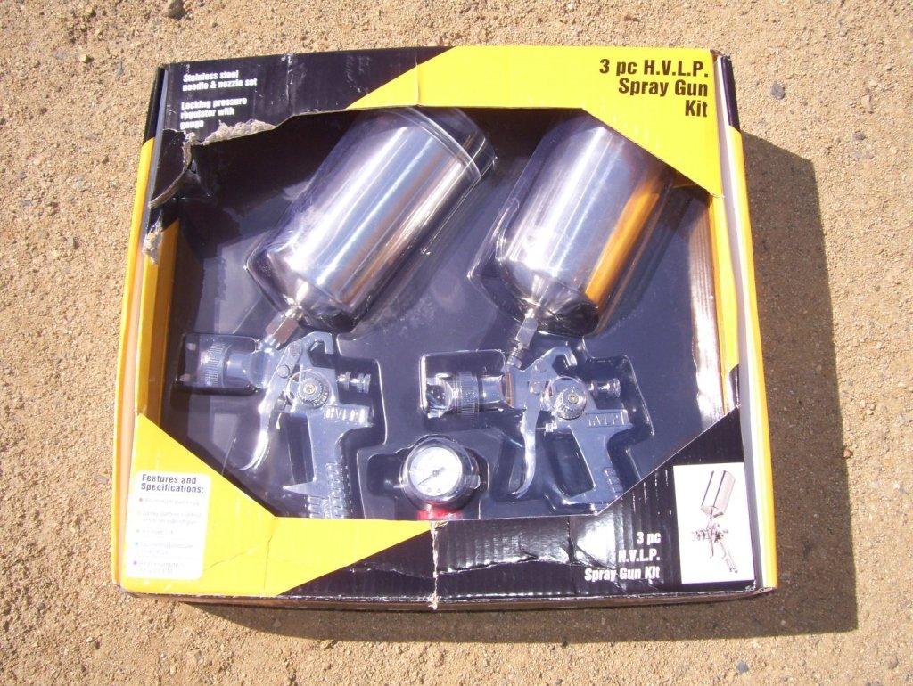 Unused 3-Piece H.V.L.P. Pneumatic Spray Gun Kit.