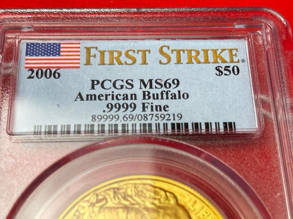 PCGS MS69, 2006 $50 American Buffalo, .9999 Fine Gold Coin (EX)