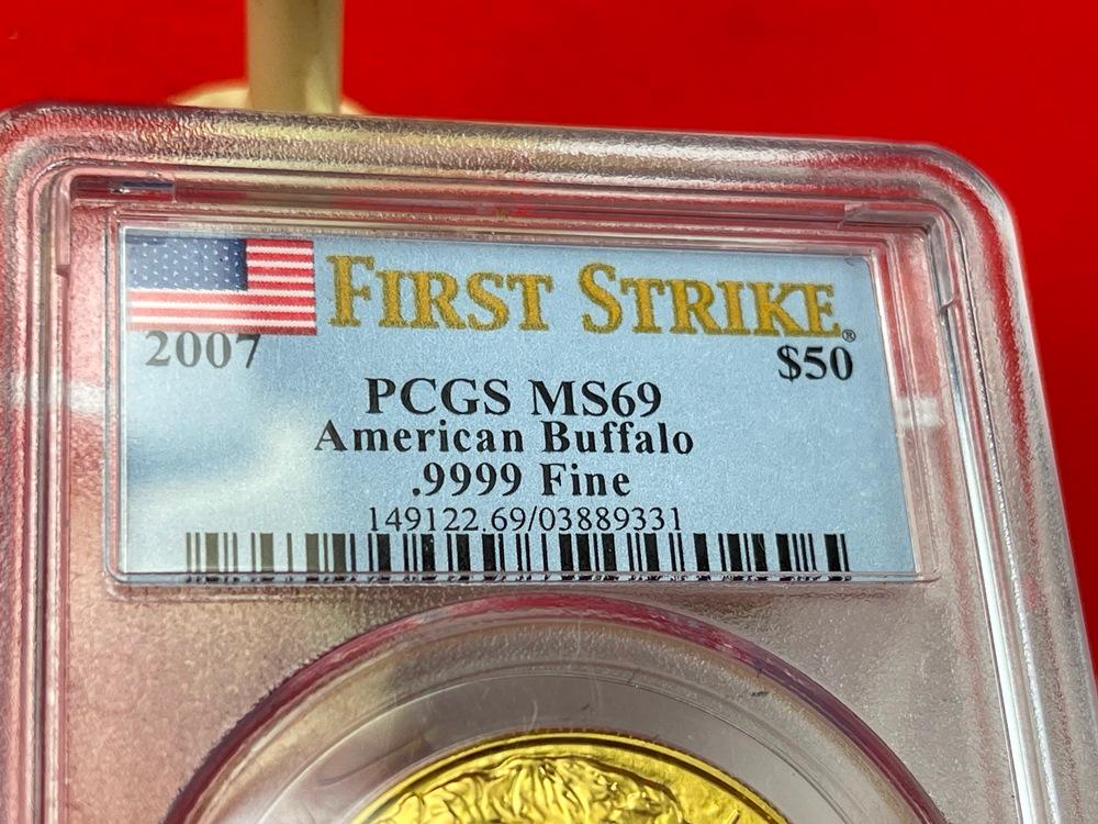 PCGS MS69, 2007 $50 American Buffalo, .9999 Fine Gold Coin (EX)