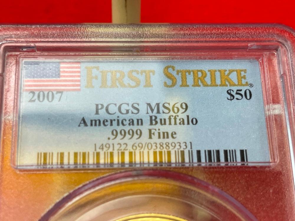 PCGS MS69, 2007 $50 American Buffalo, .9999 Fine Gold Coin (EX)