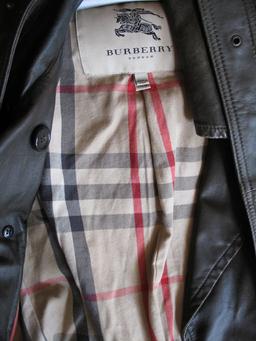 Ladies pre-owned Burberry:- Leather olive trench