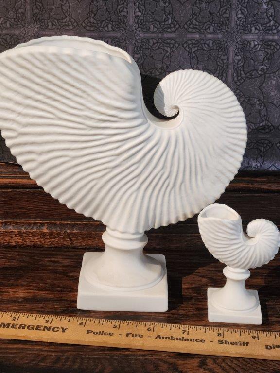 Pair 1999 Margaret Furlong "Nautilus" shape Vases