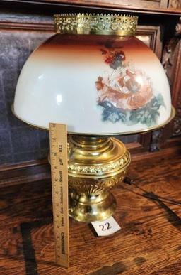 Vintage Electric Brass base Hurricane Table Lamp