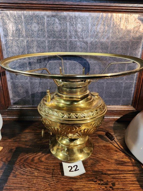 Vintage Electric Brass base Hurricane Table Lamp