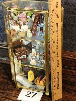 Small Table Top Metal and Glass Curio Display Case