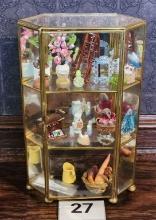 Small Table Top Metal and Glass Curio Display Case