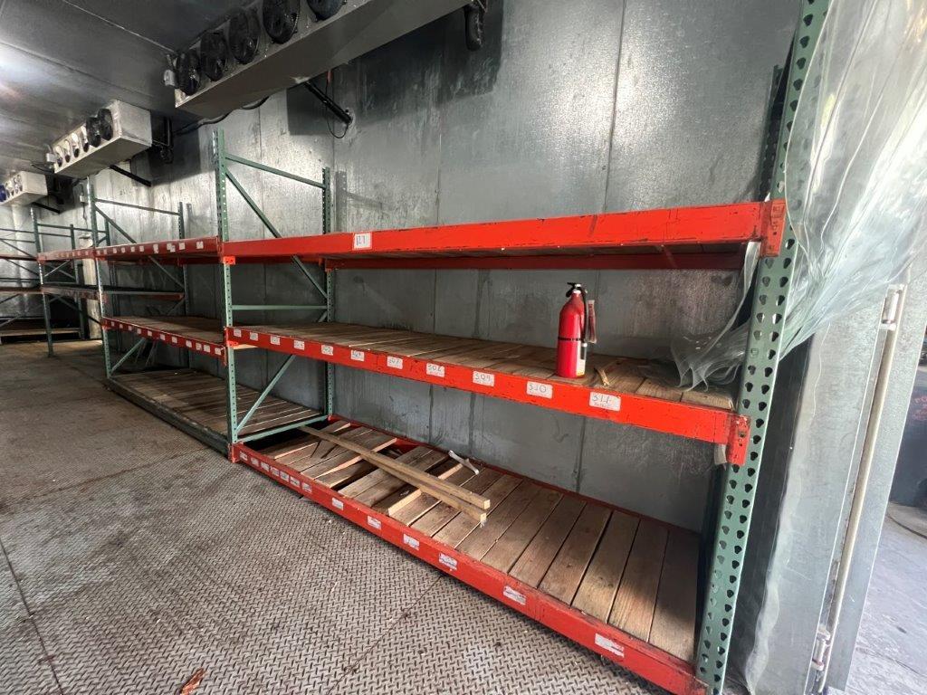 Wood and Orange Metal Heavy Duty Shelves