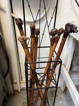 Metal Stand with Collection of Walking Sticks