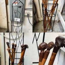 Metal Stand with Collection of Walking Sticks