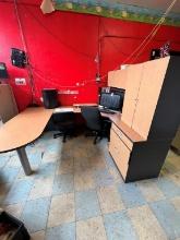 U Shape wrap around Office Desk, Shelves, Drawers