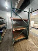 Wood and Green Metal Heavy Duty Industrial Shelves