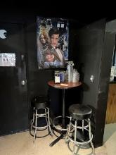 Tall Pub style Table, Bar Stools, Doctor Who Poster