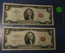 LOT OF TWO 1963 $2.00 NOTES CH AU (2 NOTES)