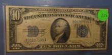 1934-A $10.00 SILVER CERTIFICATE NOTE VF (OBV. INK)