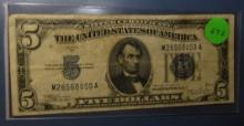 1934-C $5.00 SILVER CERTIFICATE NOTE F/VF