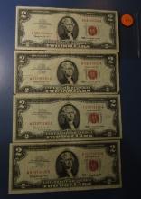 LOT OF FOURTEEN ONE MISC. 1963 $2.00 US NOTES FINE-UNC INCL. STAR NOTE (14