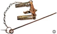 Antique Victor Double Spring Trap with Chain and Anchor Spike