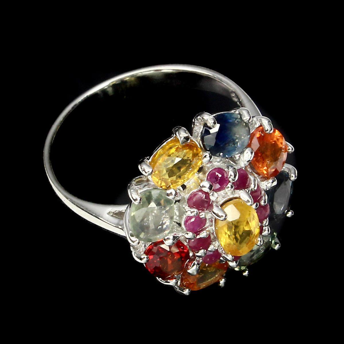 Natural  6x4mm Fancy Color Sapphire & Ruby Ring