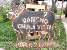 Rancho Chula Vista George R. Brown Cutout Angus Cow Sign