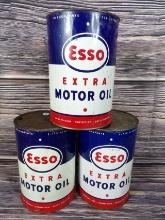 Lot of (3) Esso Motor Oil 5 qt. Cans