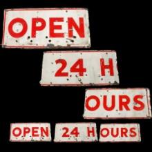 Open 24 Hours Porc. Neon Sign