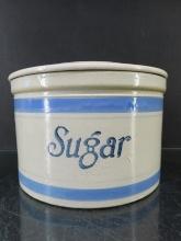Stoneware Blue Band Sugar Jar