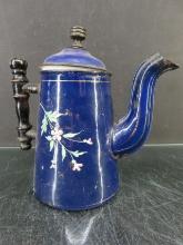 Hand Pained Enamel 8" Coffee Pot