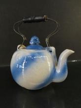 Blue & White Stoneware Tea Kettle