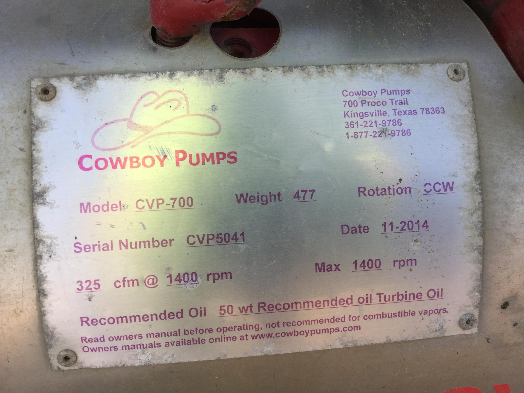 2014 COWBOY PUMPS CVP-700 SN: CVP5041