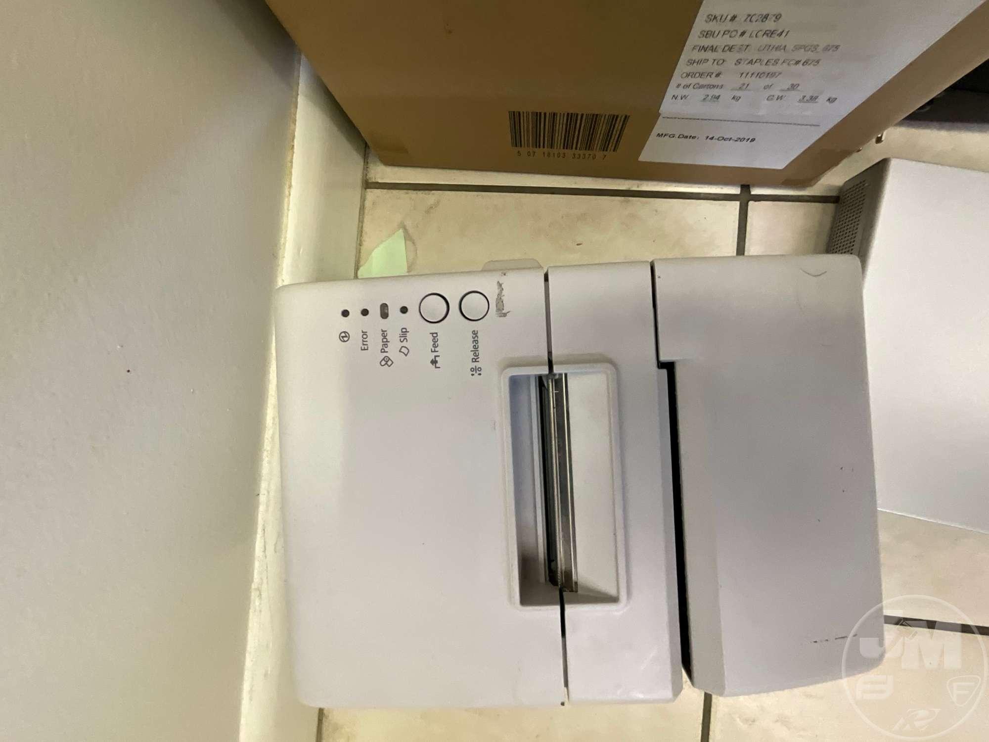 BOX OF VARIOUS RECEIPT PRINTERS INCLUDING EPSON M253A, TRANSACT ITHACA