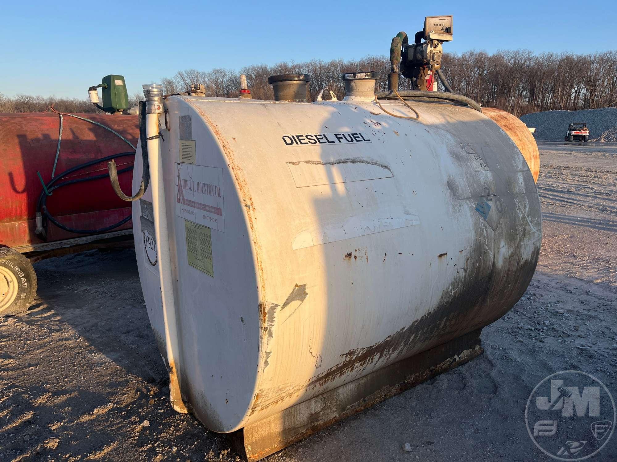 1000 GALLON DIESEL FUEL TANK WITH GASBOY ELECTRIC PUMP AND