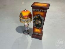 ANTIQUE VICTORIAN PORCELAIN TABLE LAMP W/T STAND