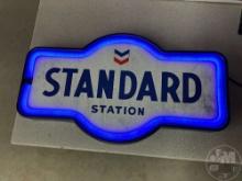 STANDARD STATION, LED. NEON MARQUEE SIGN W/ PLASTIC FRAME