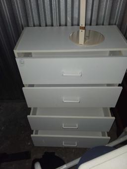 Very Simplistic, (2) White Wood Units with Dual Drawers