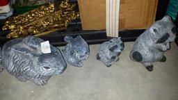 (6) Outdoor Cement Woodland Creature Statues